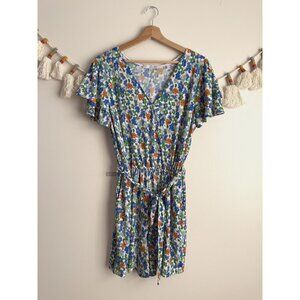 Baltic Born Daytona Romper Floral Belted Surplice Neck Feminine Boho Stretchy XL